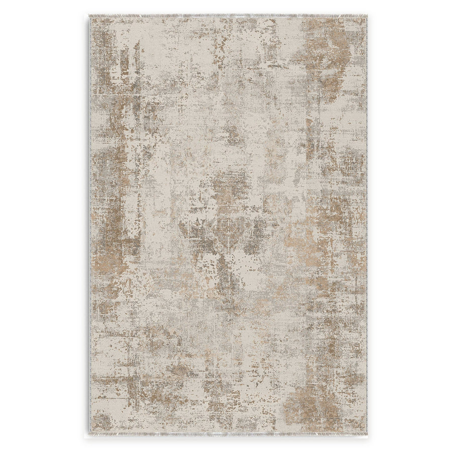 Courtyard Geometry Warm Taupe Heritage Washable Rug