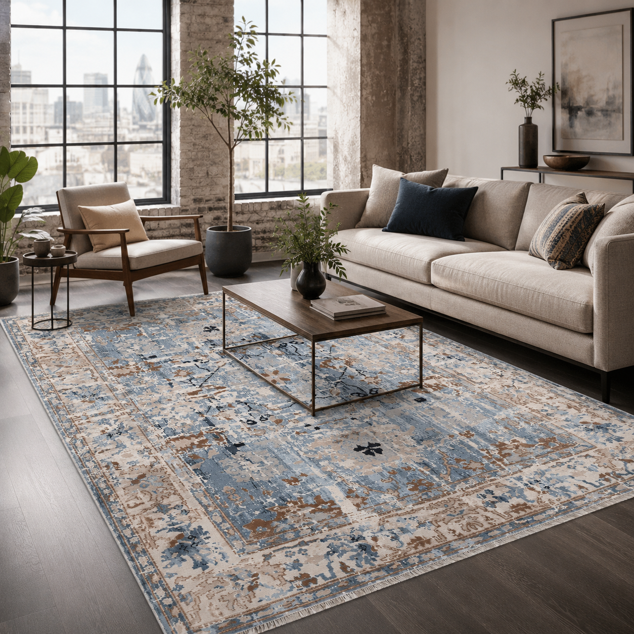 RW7155 washable chenille area rug