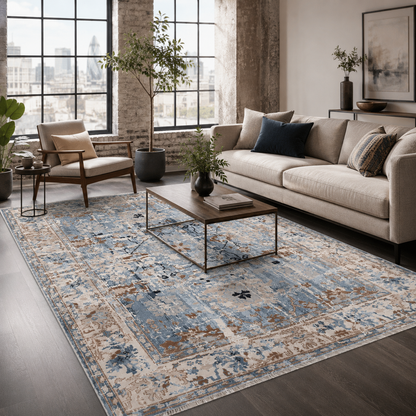 RW7155 washable chenille rug texture and pattern detail