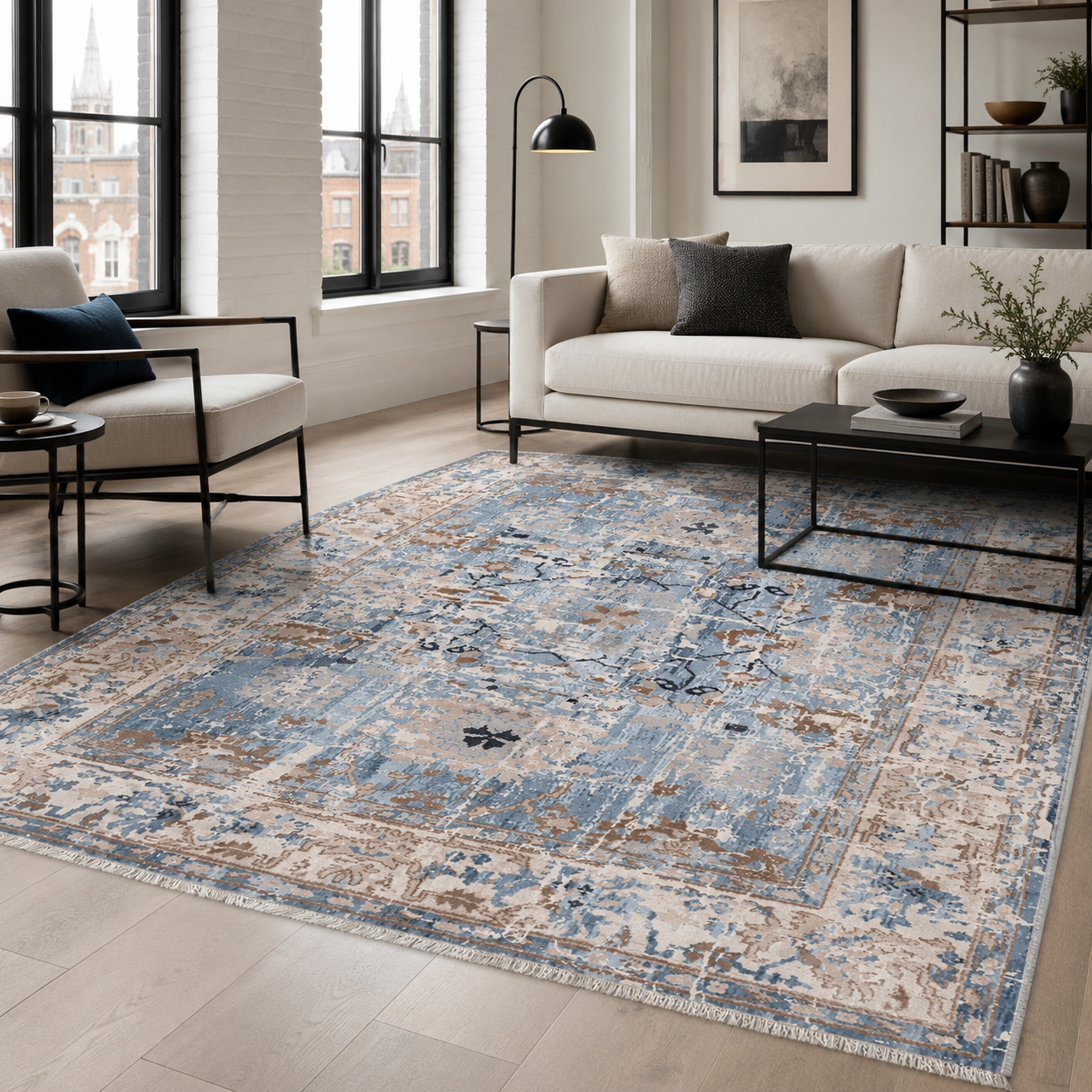 RW7155 washable chenille rug texture and pattern detail