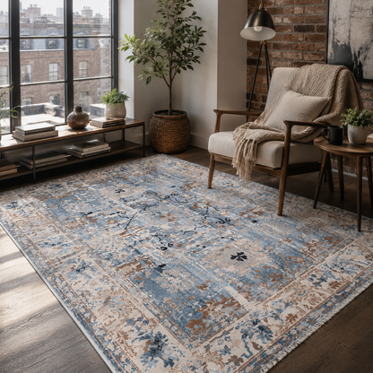 RW7155 washable chenille rug texture and pattern detail