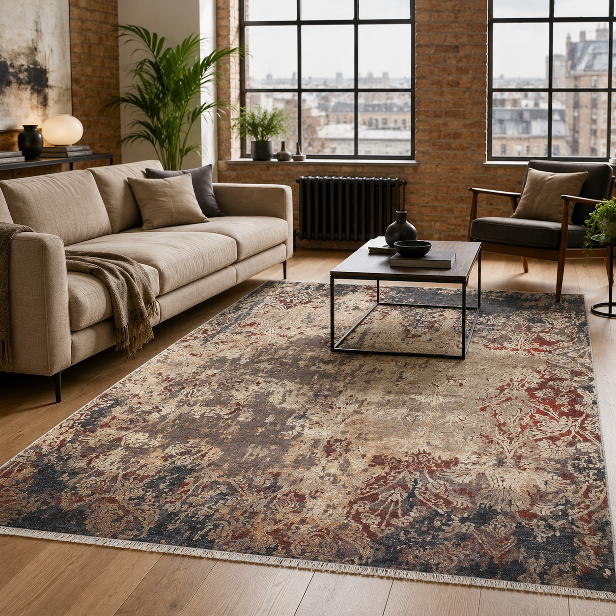 RW7158 washable chenille rug texture and pattern detail