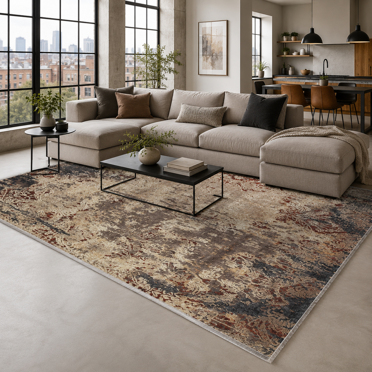 RW7158 washable chenille rug texture and pattern detail