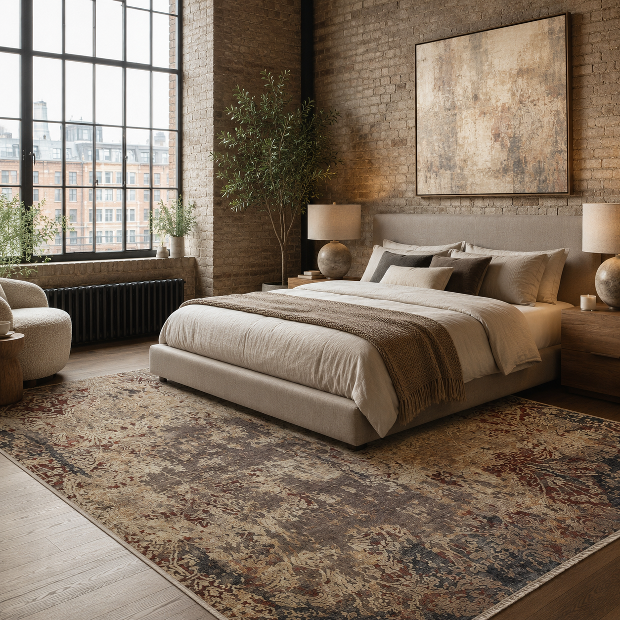 RW7158 washable chenille rug texture and pattern detail
