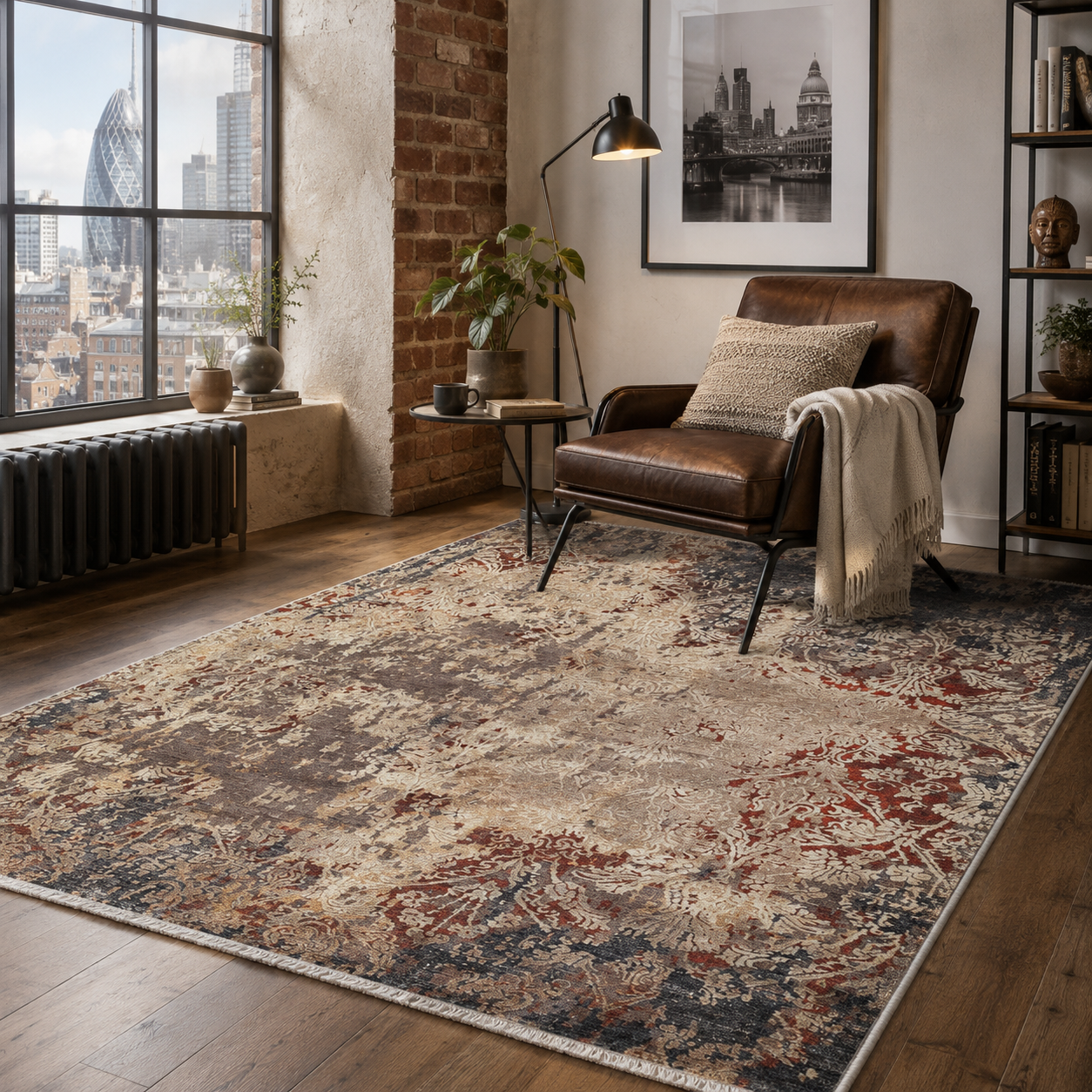 RW7158 washable chenille rug texture and pattern detail