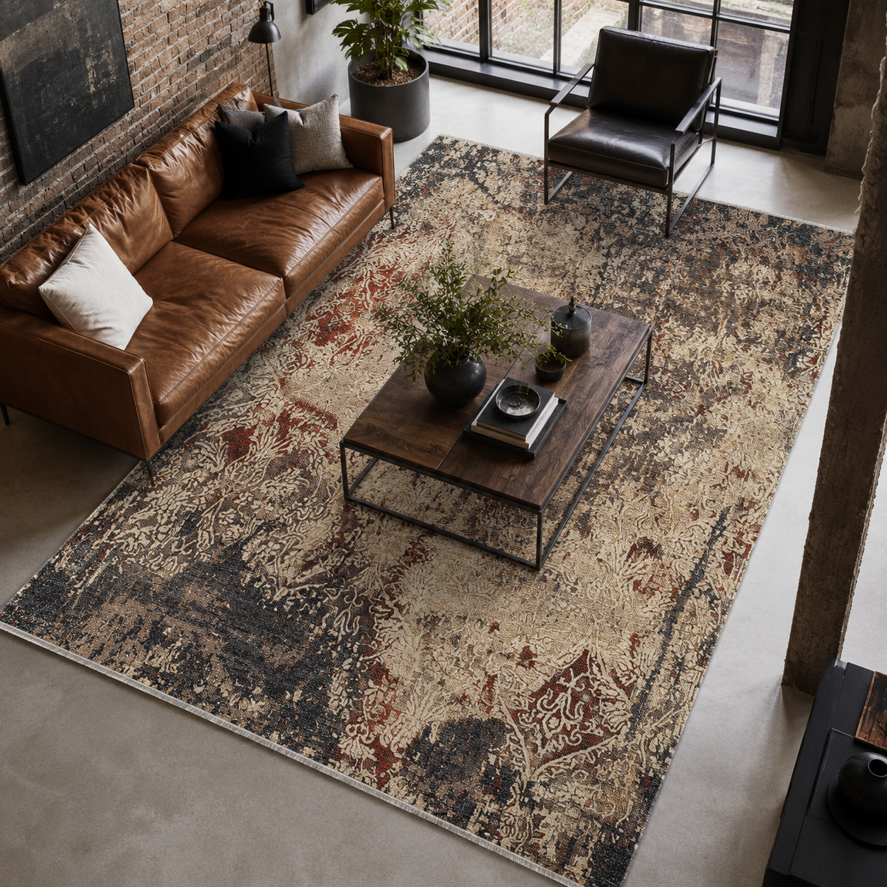 RW7158 washable chenille rug texture and pattern detail
