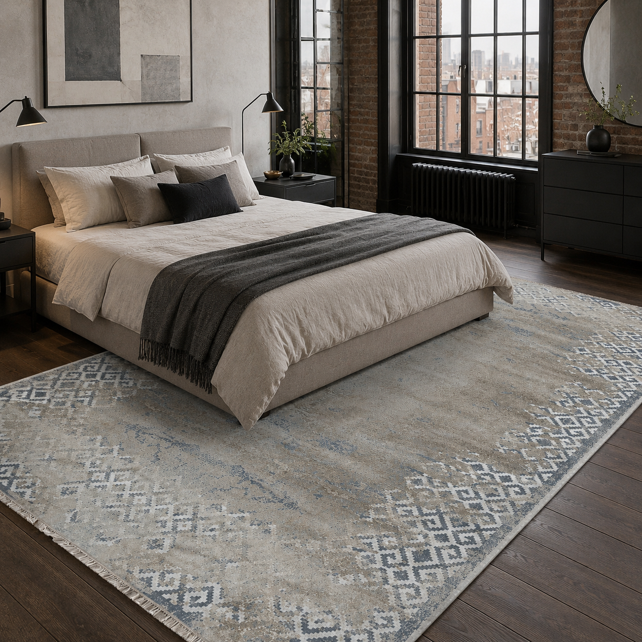 RW7160 washable chenille rug texture and pattern detail