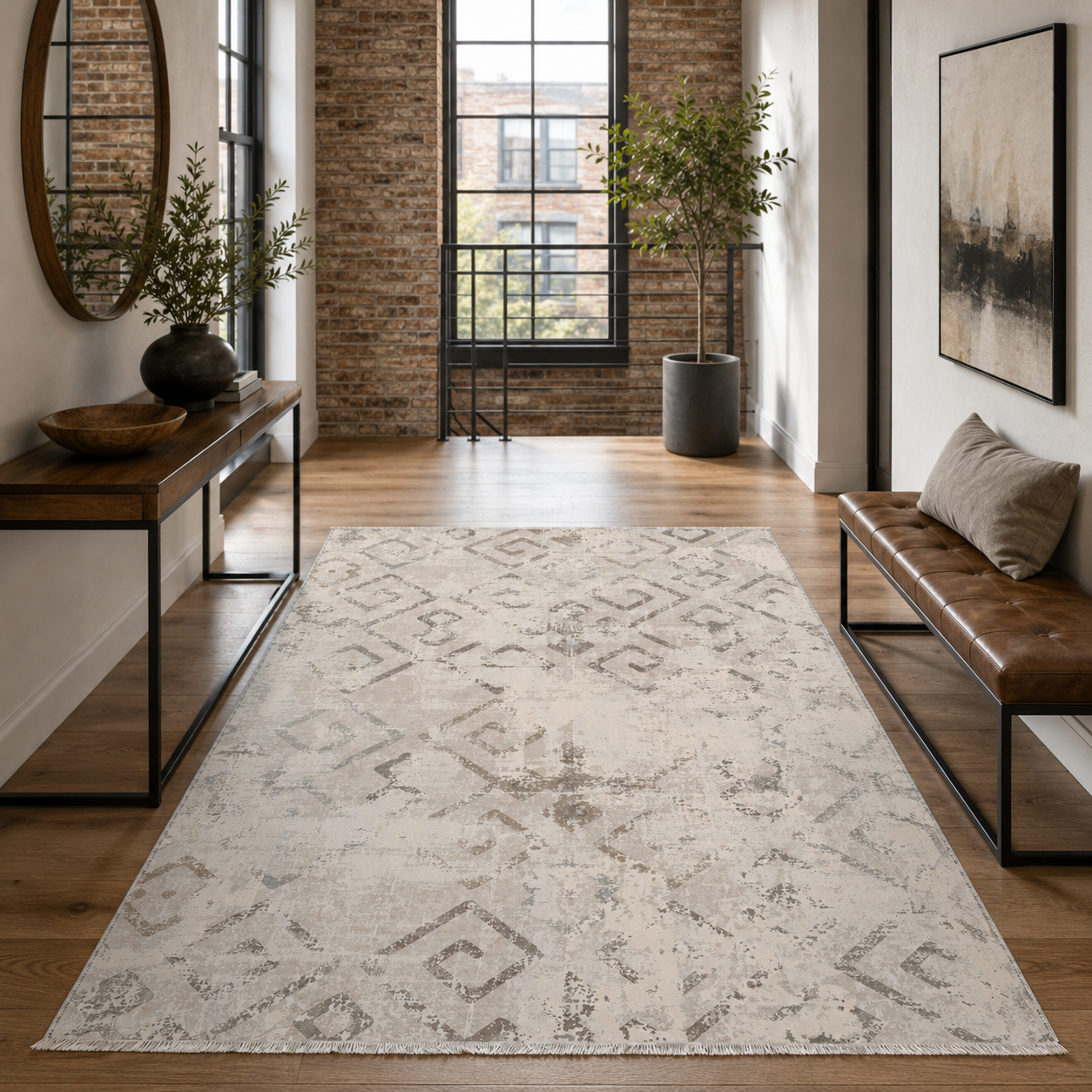 RW7161 washable chenille rug texture and pattern detail