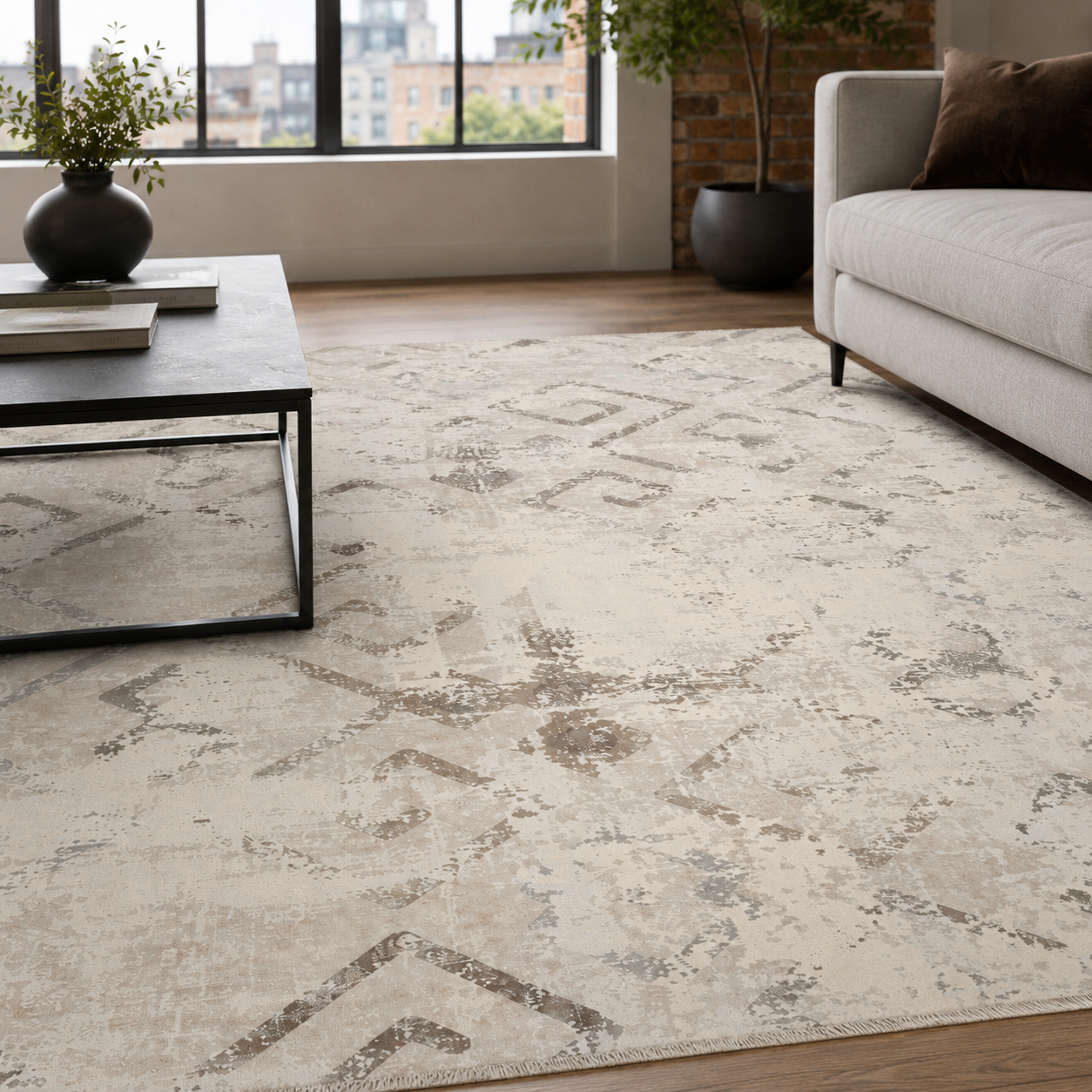 RW7161 washable chenille rug texture and pattern detail