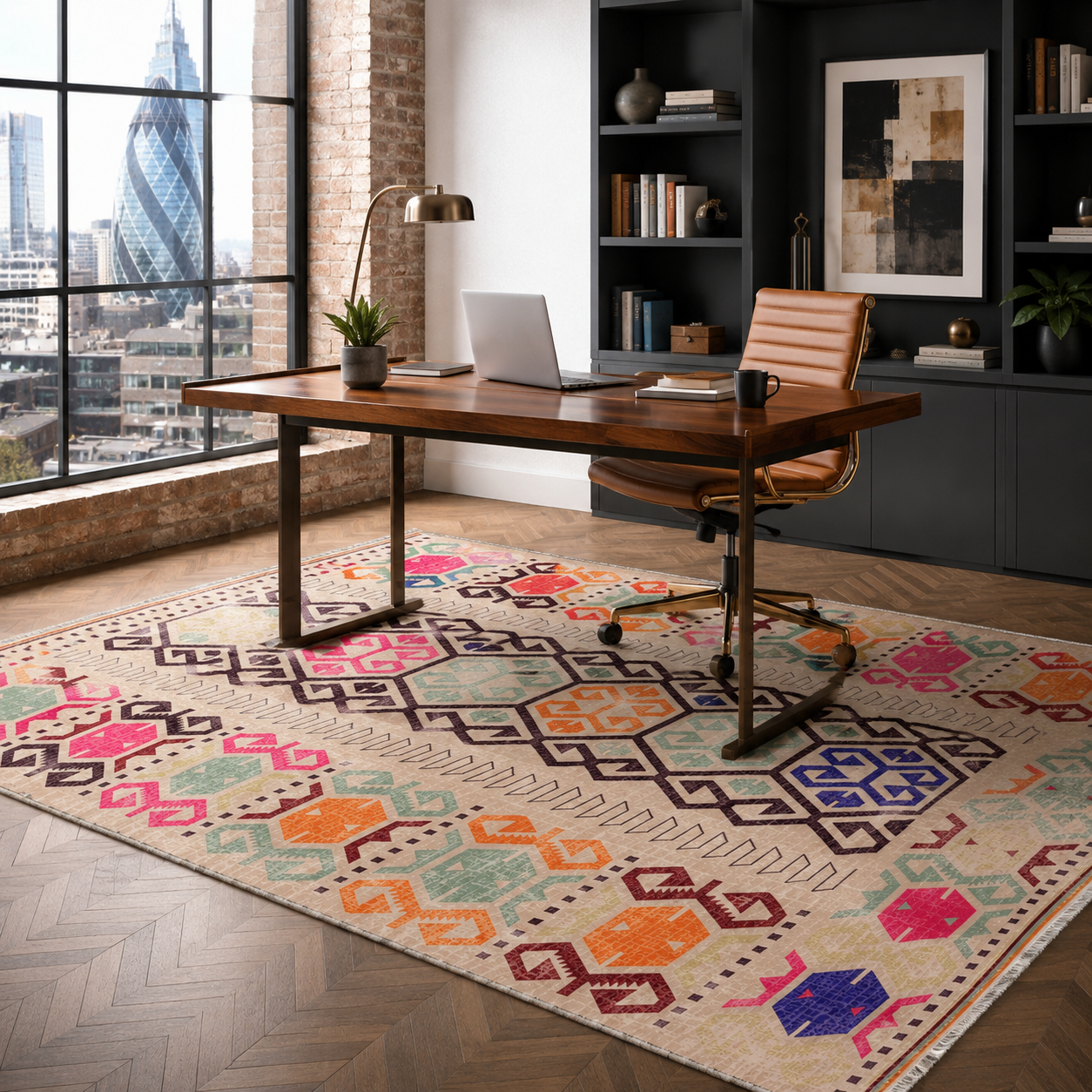 RW7162 washable chenille rug texture and pattern detail