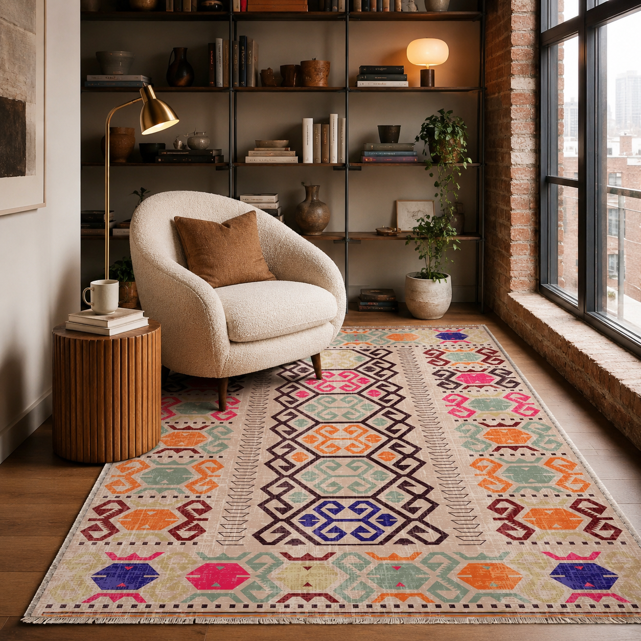 RW7162 washable chenille rug texture and pattern detail