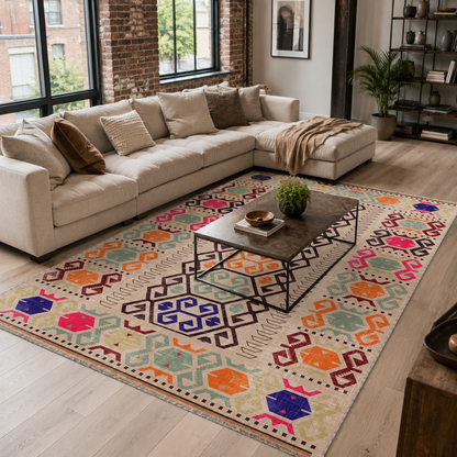RW7162 washable chenille rug texture and pattern detail