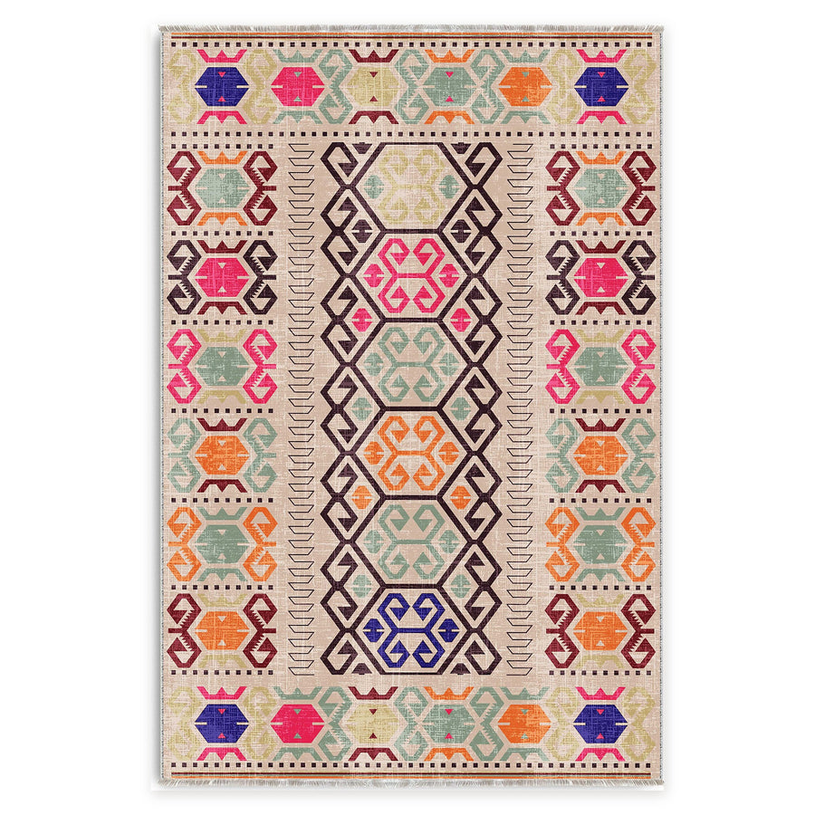 Balanced Geometry Soft Pink Heritage Washable Rug