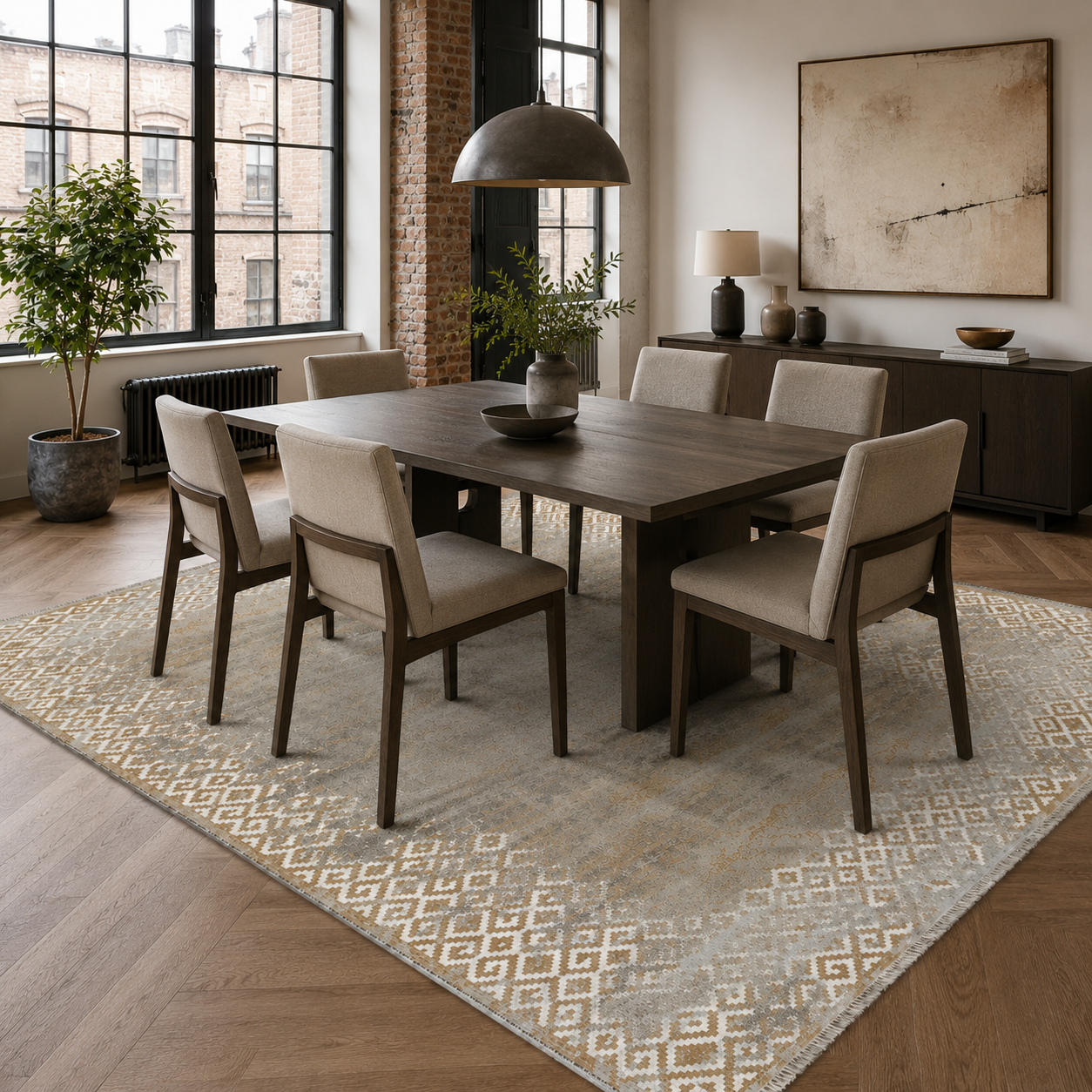 RW7163 washable chenille rug texture and pattern detail