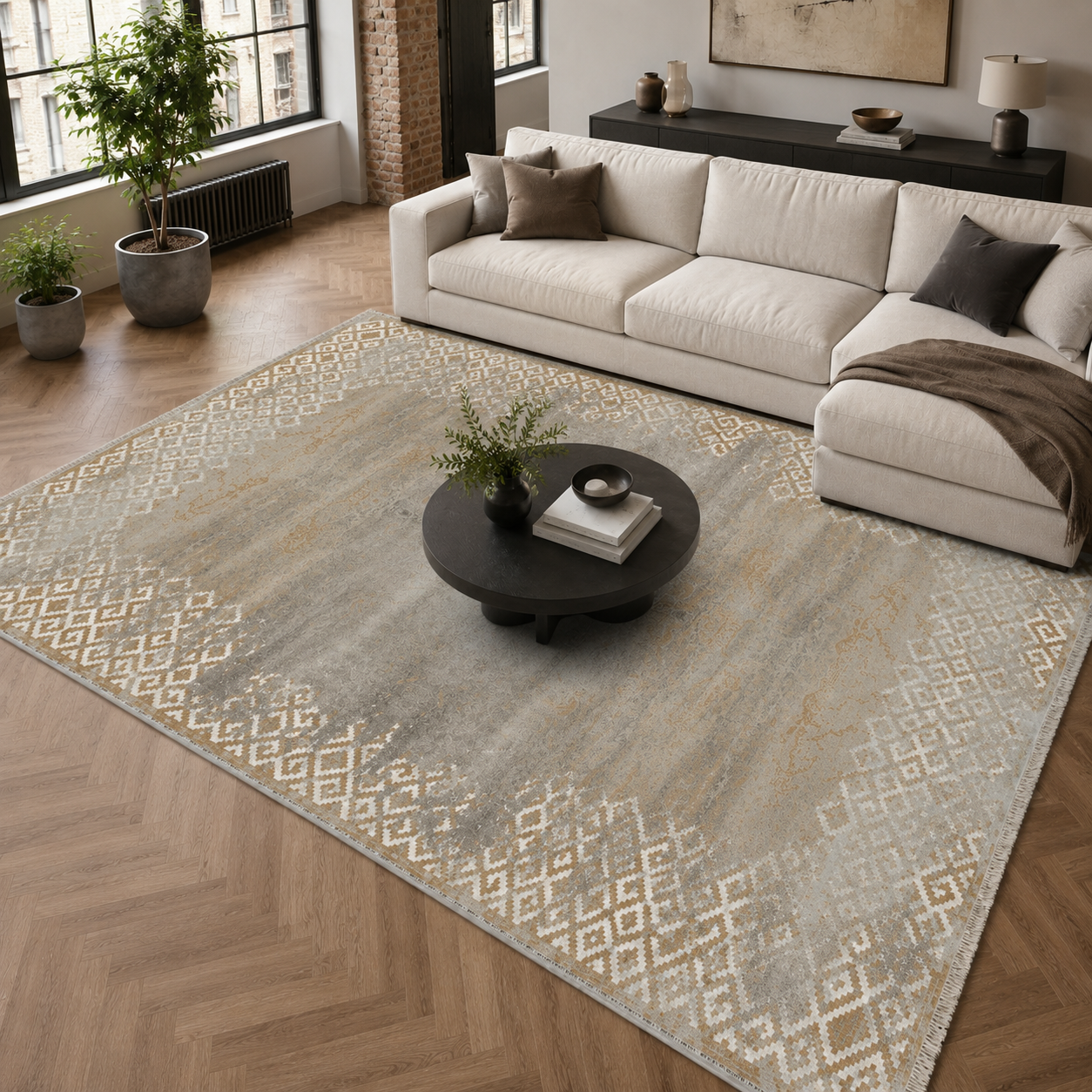 RW7163 washable chenille rug texture and pattern detail