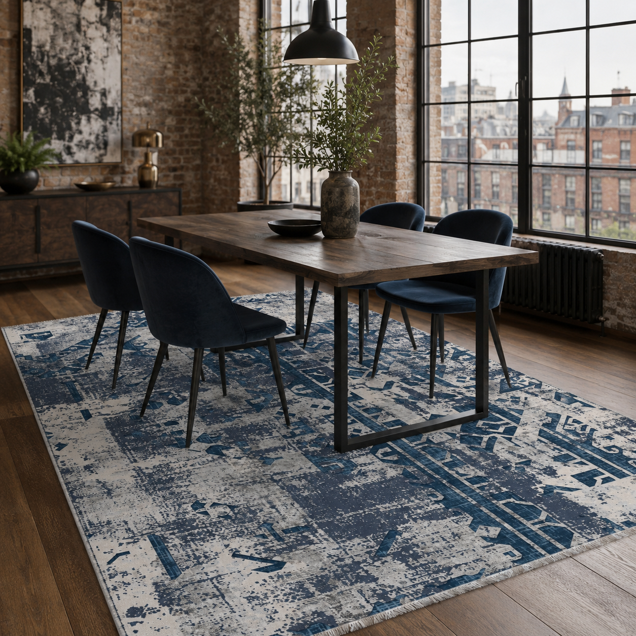 RW7164 washable chenille rug texture and pattern detail