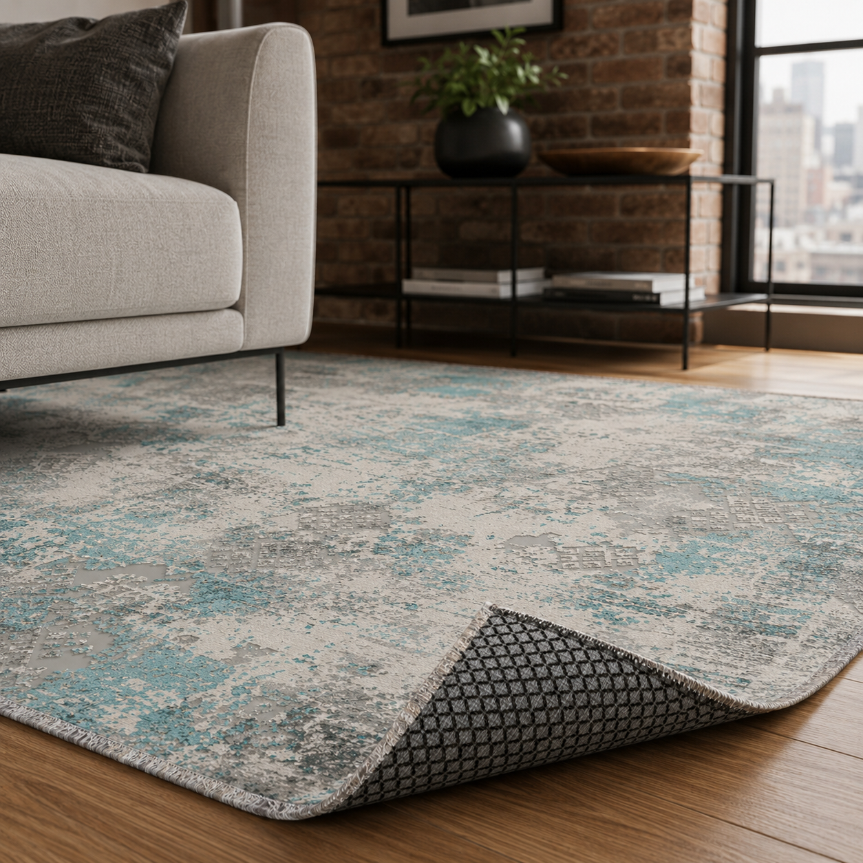 RW7165 washable chenille rug texture and pattern detail