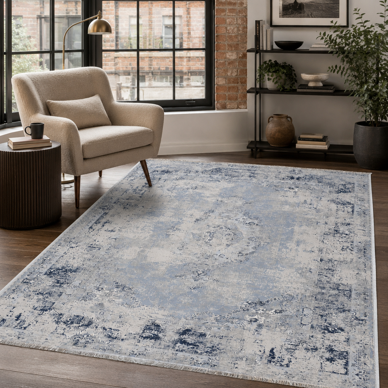 RW7166 washable chenille rug texture and pattern detail
