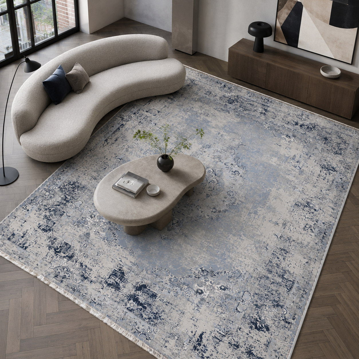 RW7166 washable chenille rug texture and pattern detail