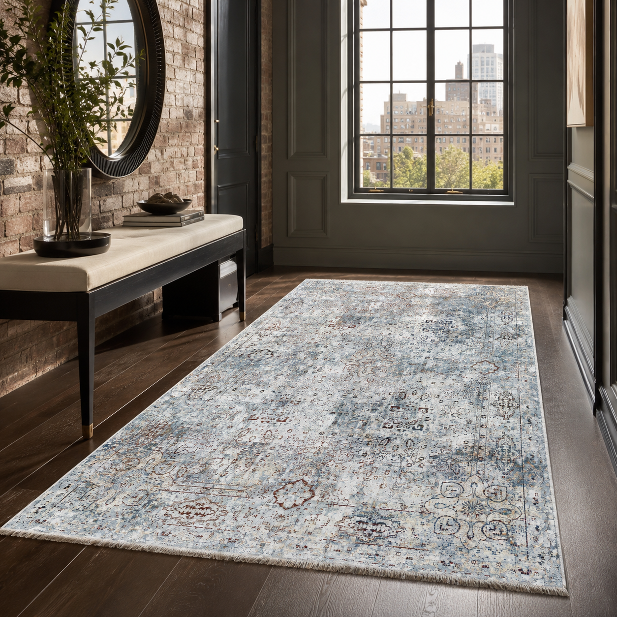 RW7167 washable chenille rug texture and pattern detail