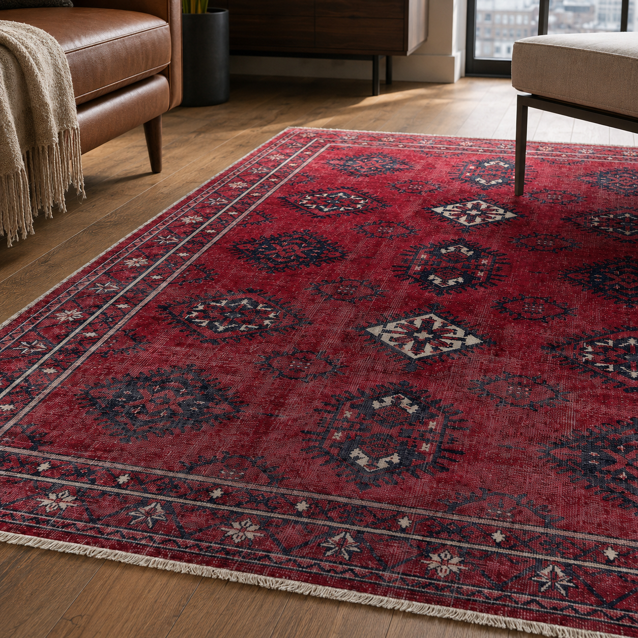 RW7169 washable chenille rug texture and pattern detail