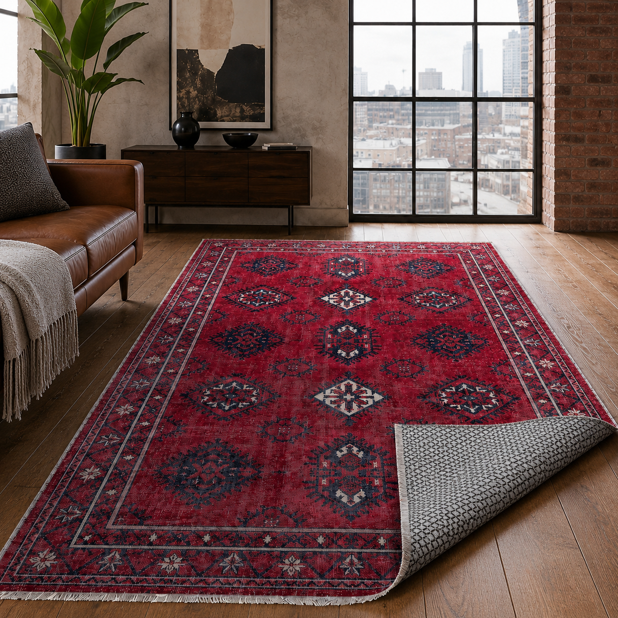 RW7169 washable chenille rug texture and pattern detail