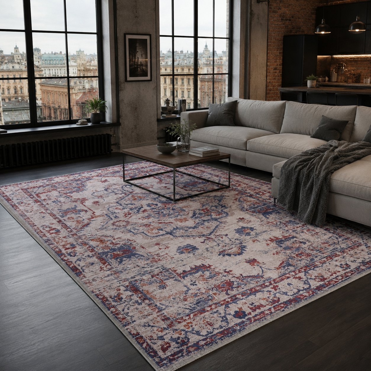 RWDV1001 washable chenille rug texture and pattern detail