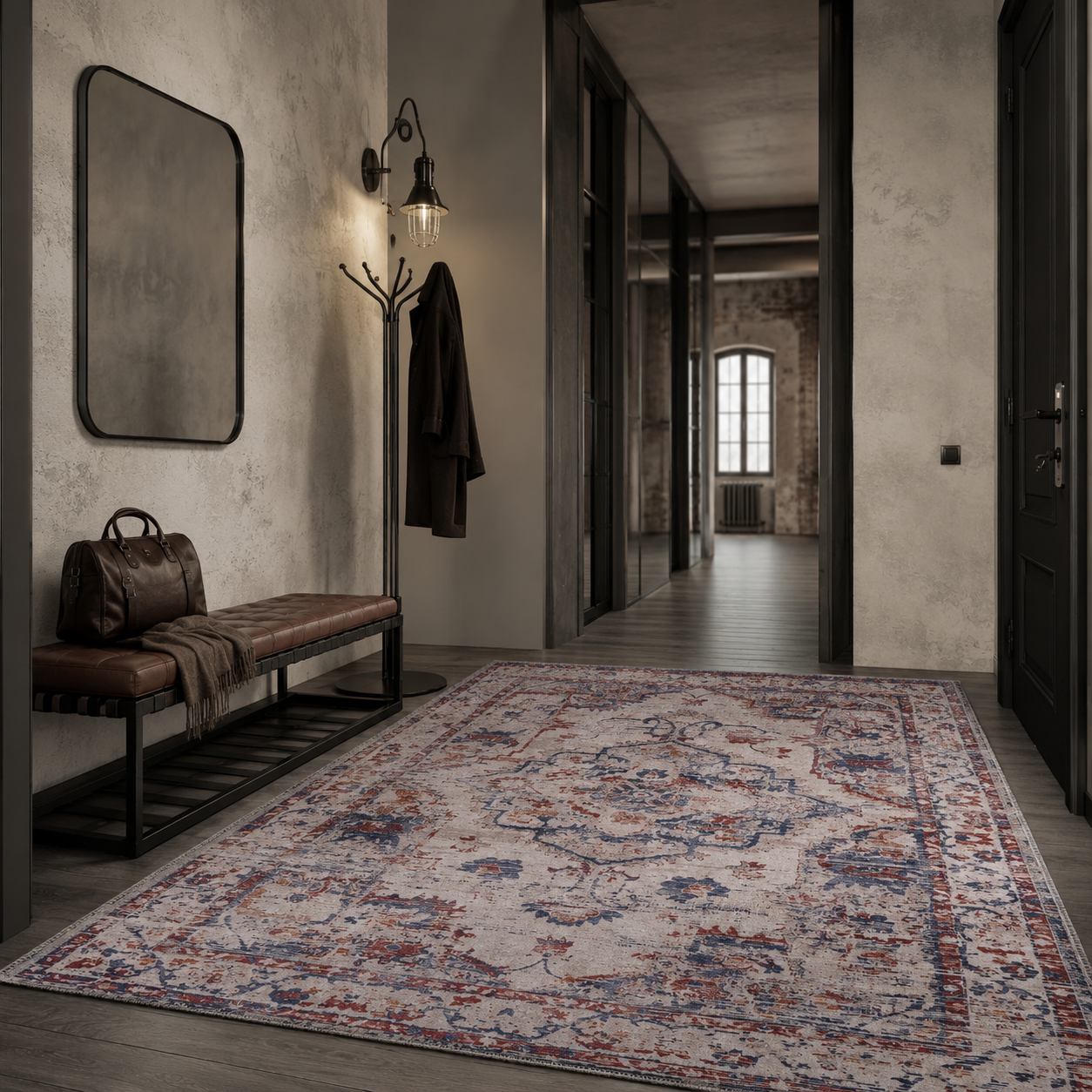 RWDV1001 washable chenille rug texture and pattern detail