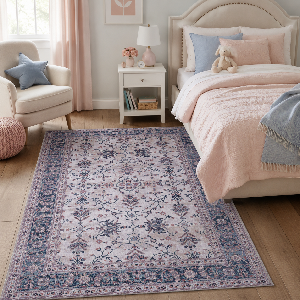 RWDV1004 washable chenille rug texture and pattern detail