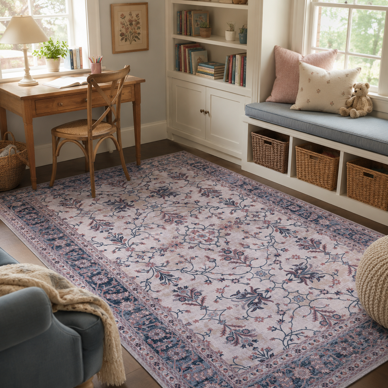 RWDV1004 washable chenille rug texture and pattern detail