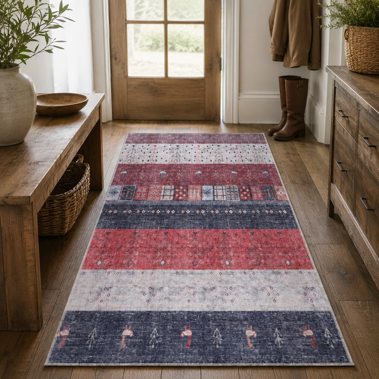 RWDV1005 washable chenille rug texture and pattern detail