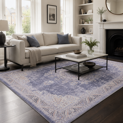 RWDV1007 washable chenille area rug, room scene