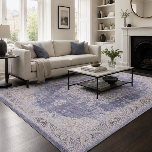 RWDV1007 washable chenille area rug, room scene