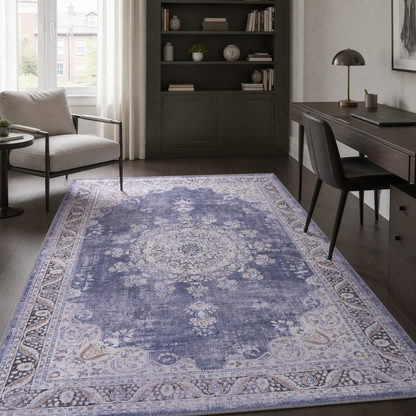 RWDV1007 washable chenille area rug, room scene