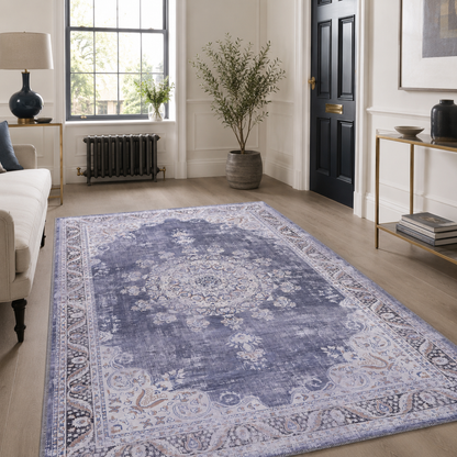 RWDV1007 washable chenille area rug, room scene