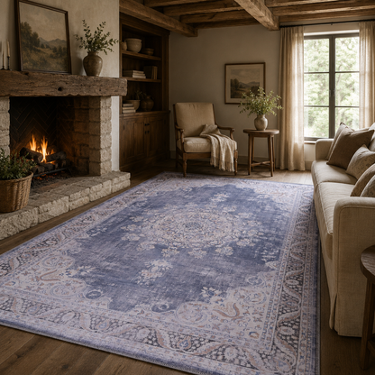 RWDV1007 washable chenille area rug, room scene
