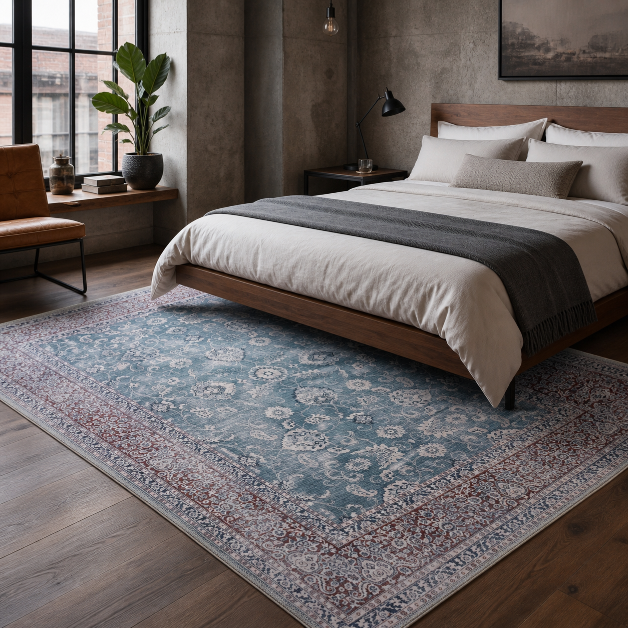 RWDV1009 washable chenille area rug, room scene
