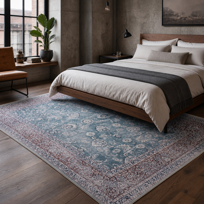 RWDV1009 washable chenille area rug, room scene