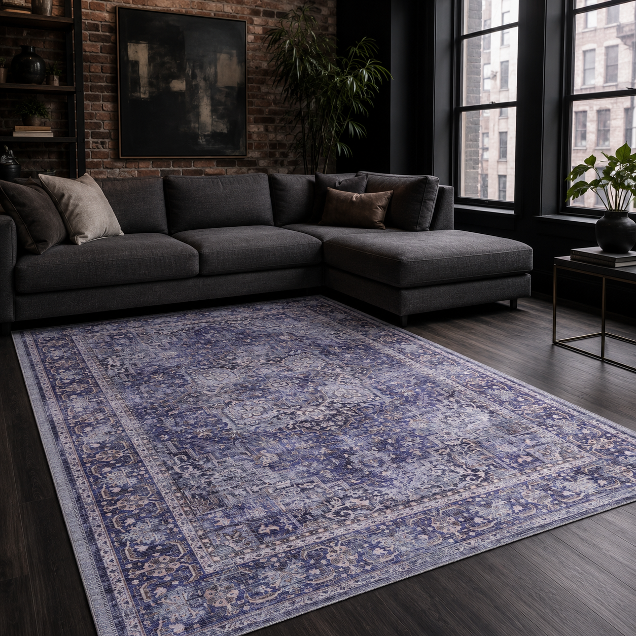 RWDV1010 washable chenille rug texture and pattern detail