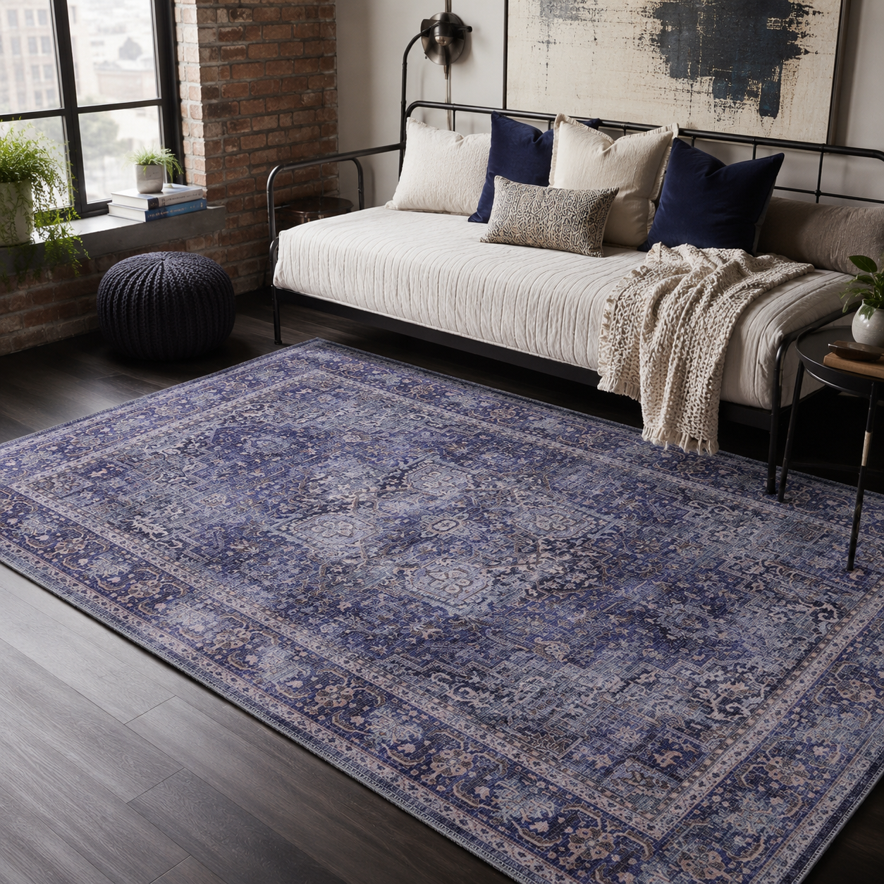 RWDV1010 washable chenille rug texture and pattern detail
