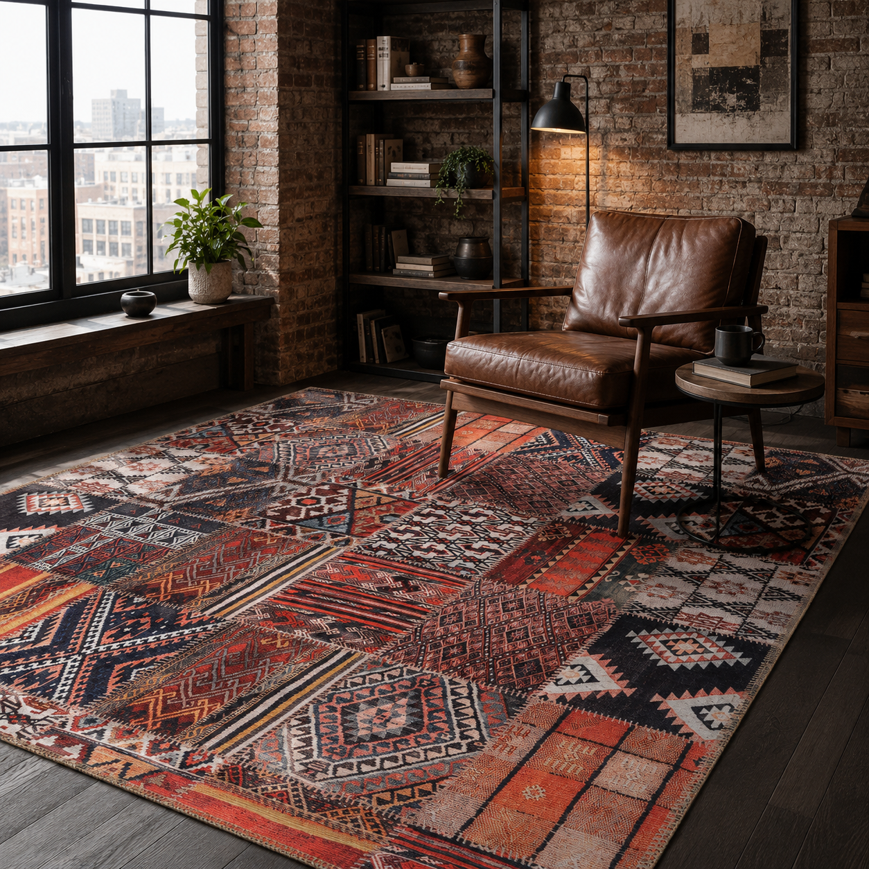 RWDV1013 washable chenille rug texture and pattern detail