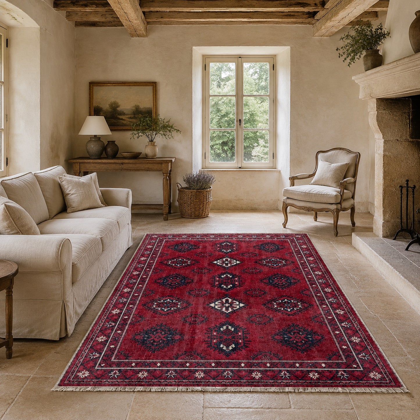 RWK304003 washable chenille area rug, room scene