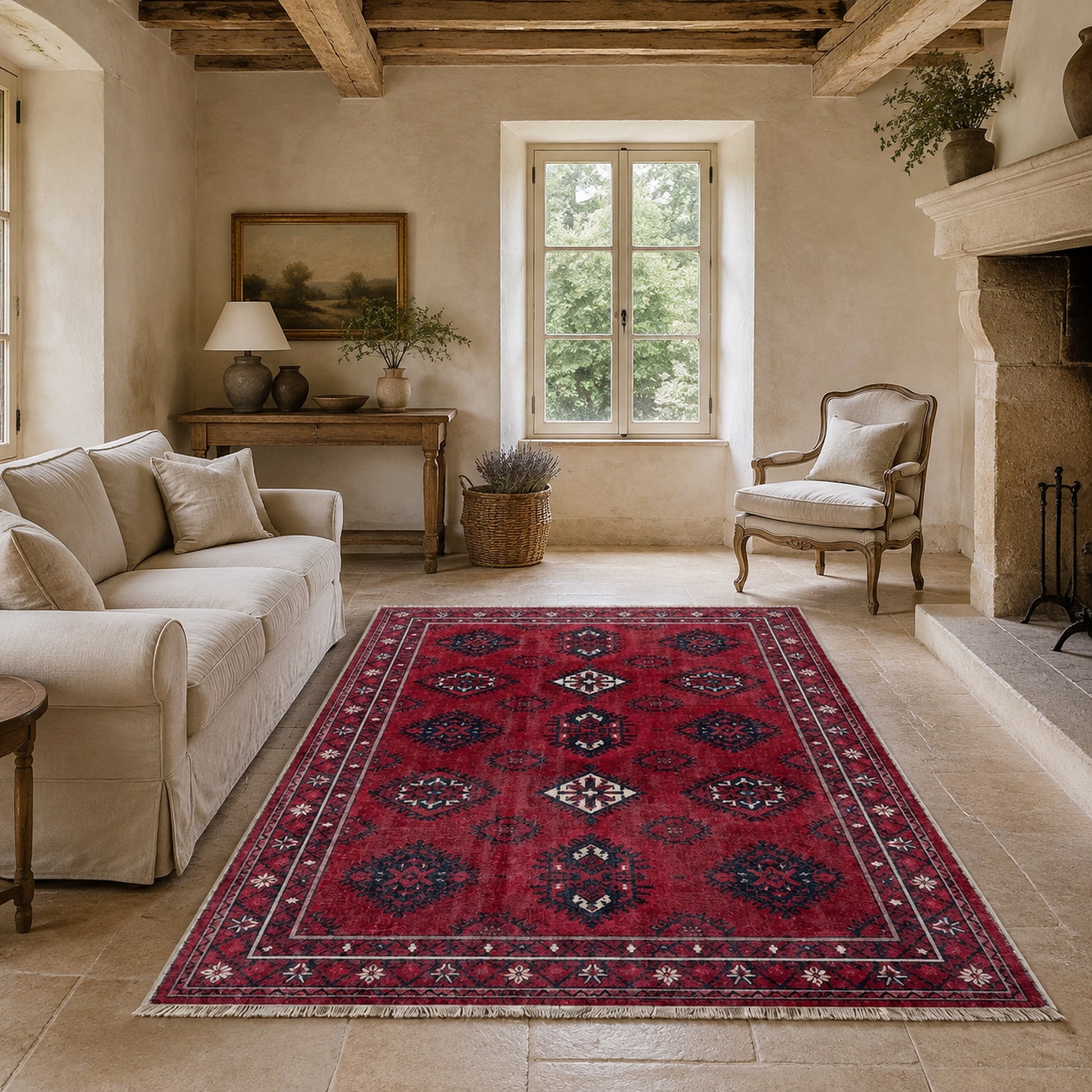 RWK304003 washable chenille area rug, room scene