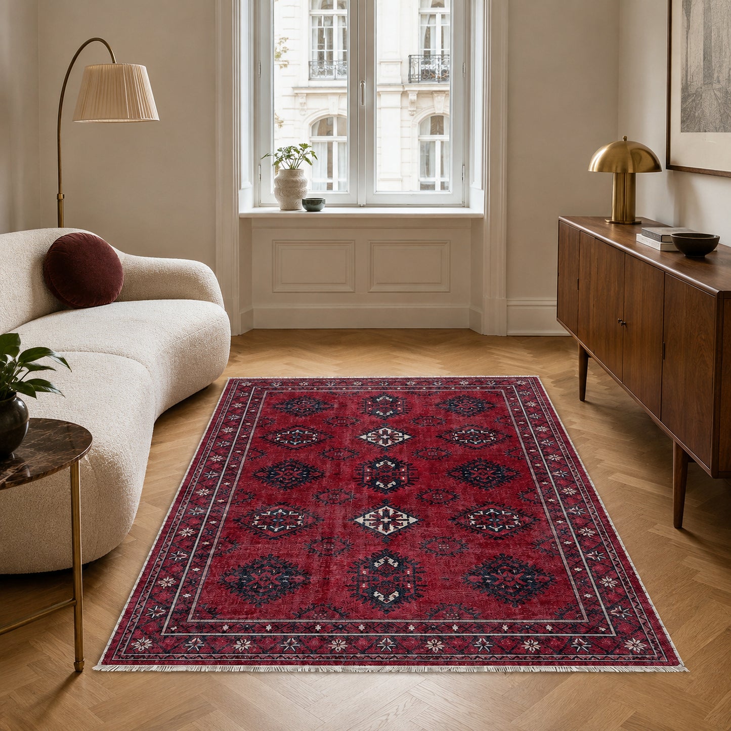 RWK304003 washable chenille area rug, room scene