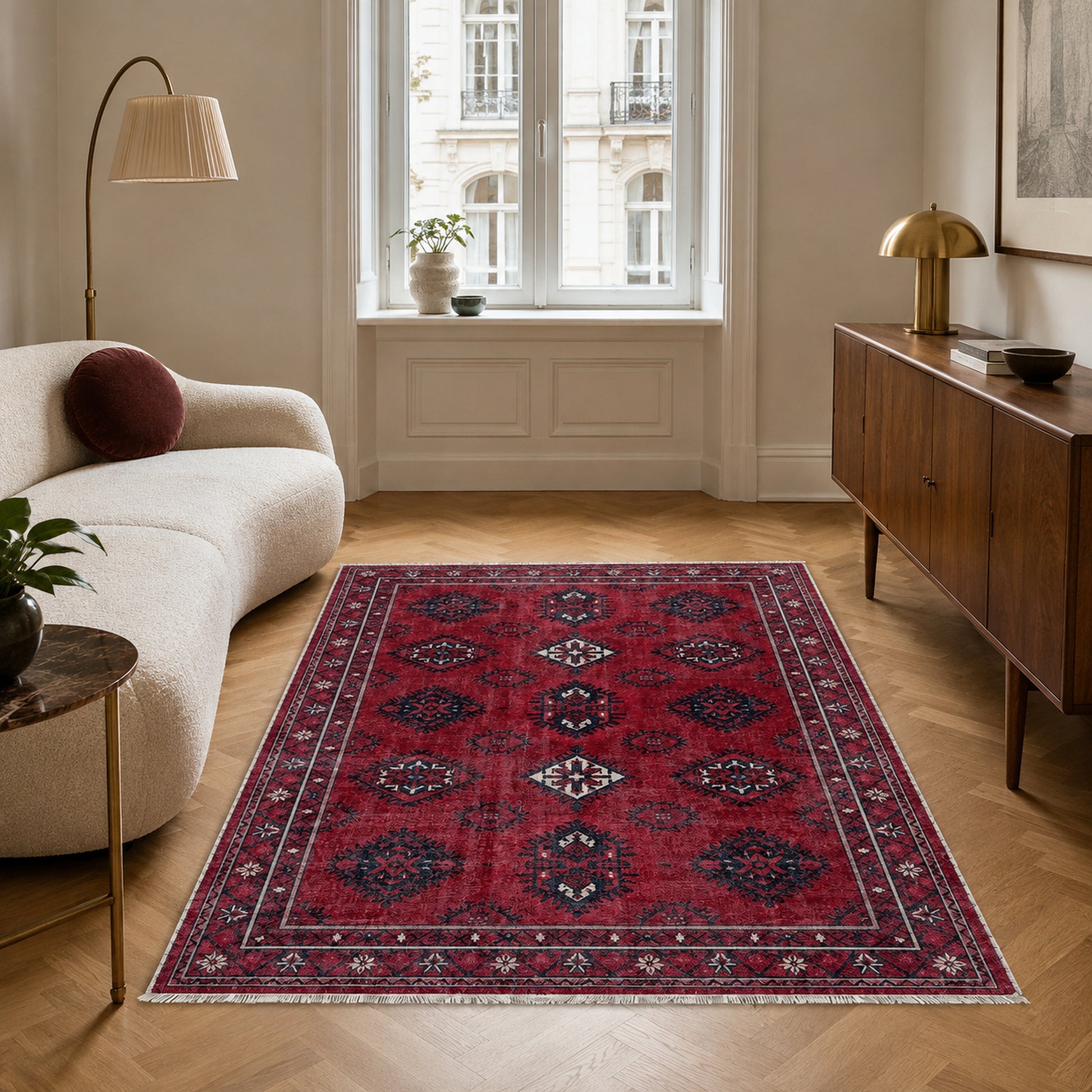 RWK304003 washable chenille area rug, room scene