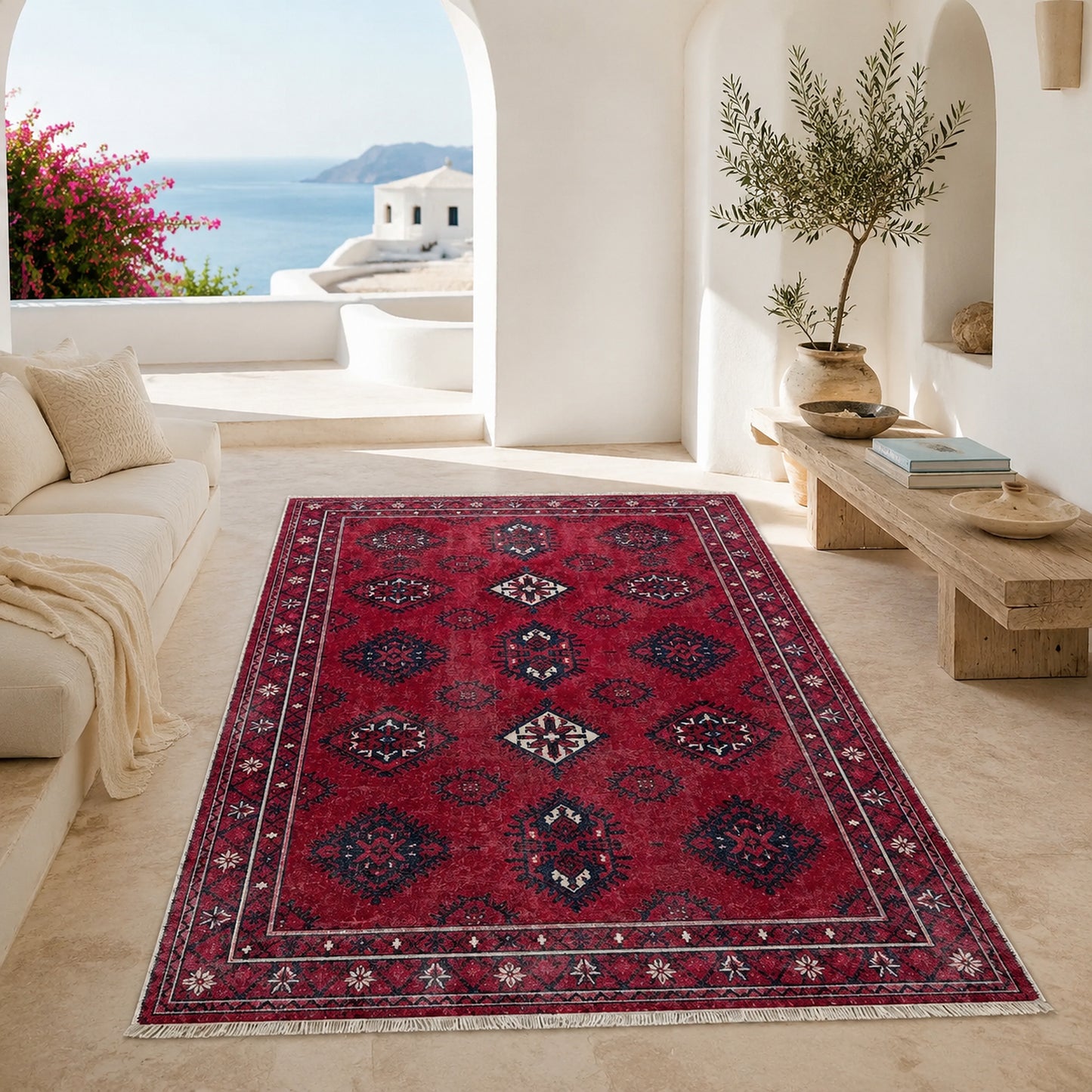 RWK304003 washable chenille area rug, room scene