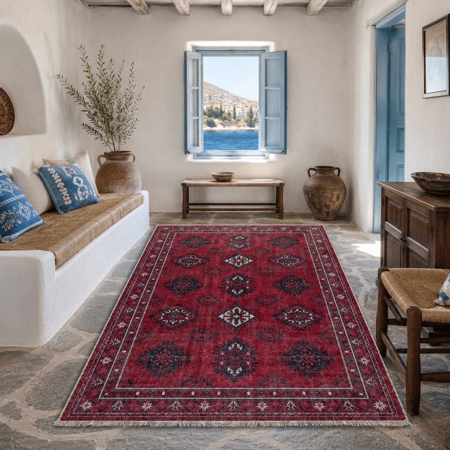 RWK304003 washable chenille area rug, room scene