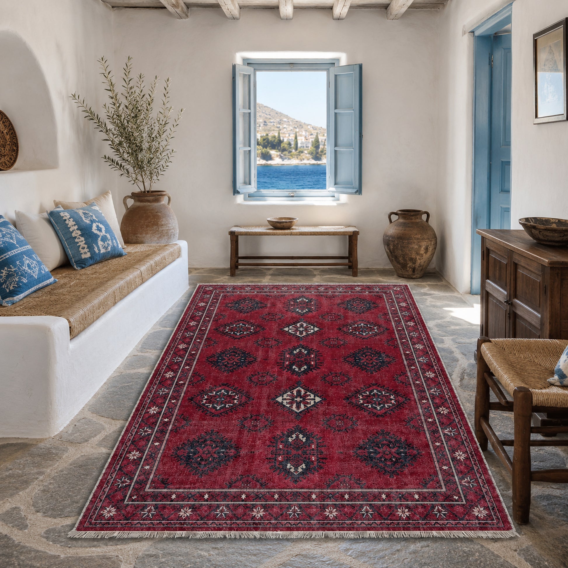 RWK304003 washable chenille area rug, room scene