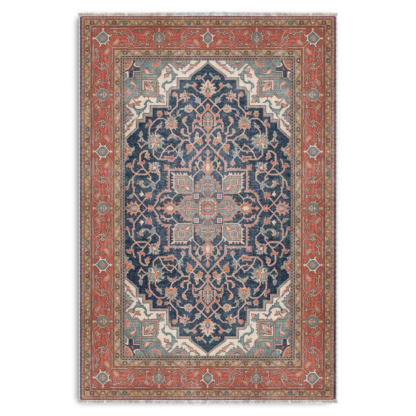 RWK3041 washable chenille area rug viewed from above