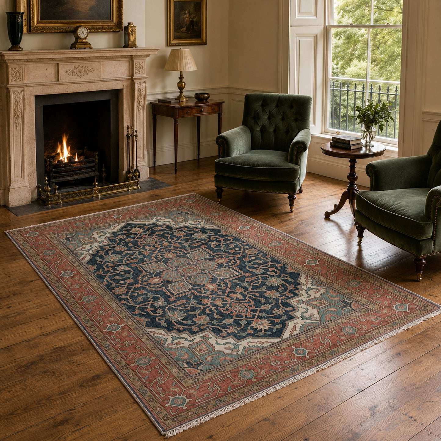 RWK3041 washable chenille area rug, room scene